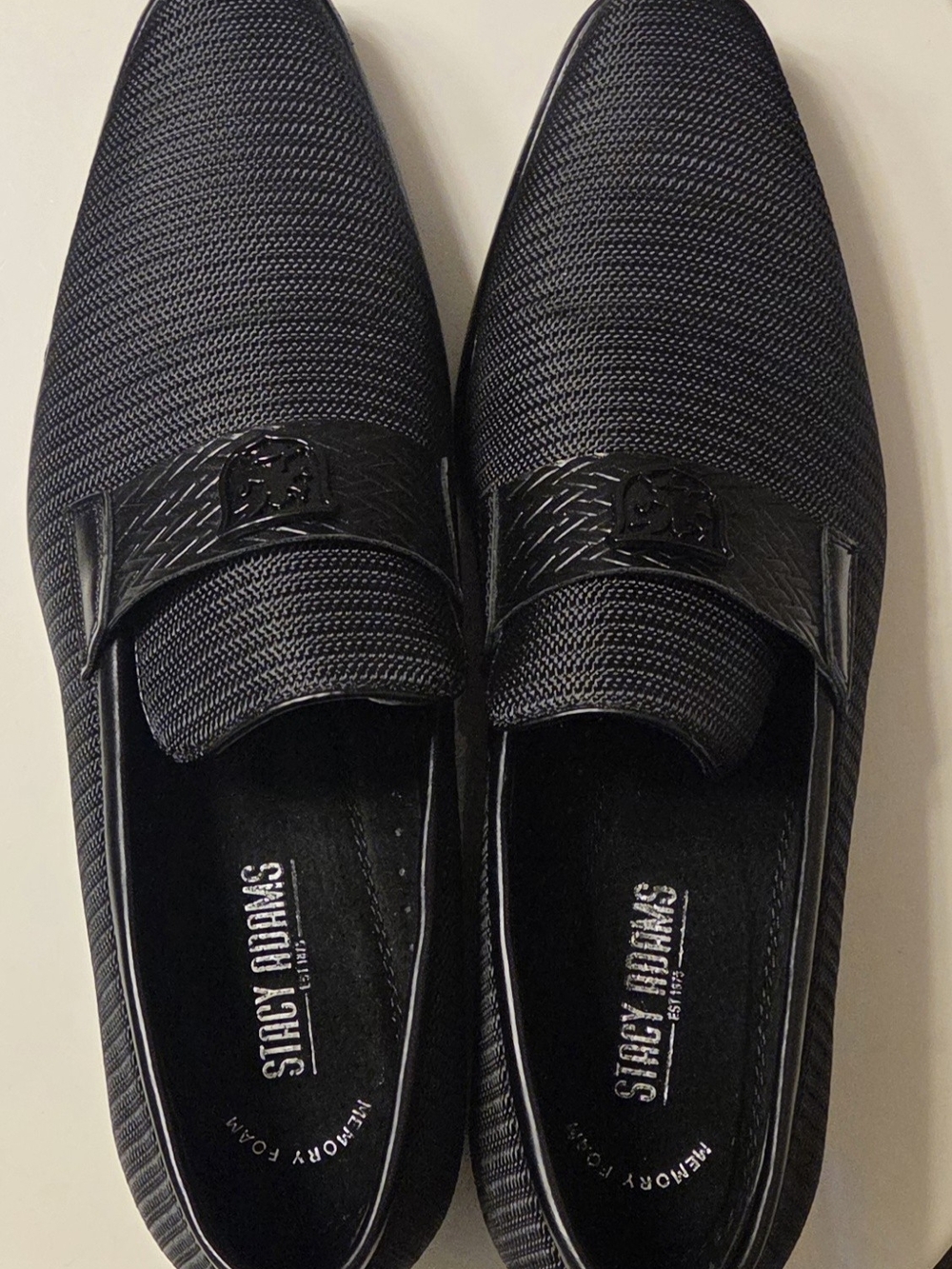 Stacy Adams Textured Black Slip-On Loafers